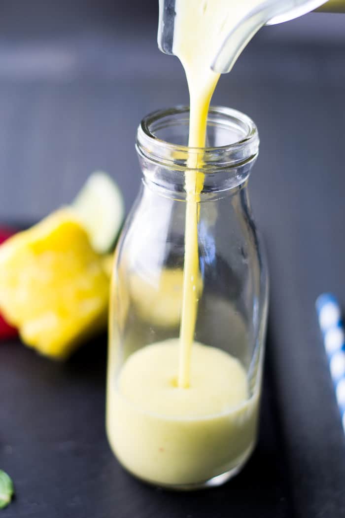 pineapple smoothie pouring
