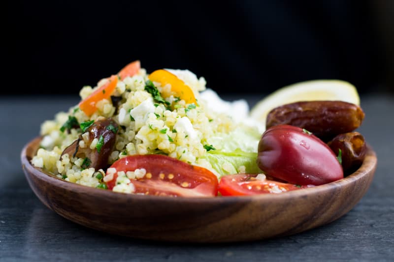 tabbouleh salad with feta and dates