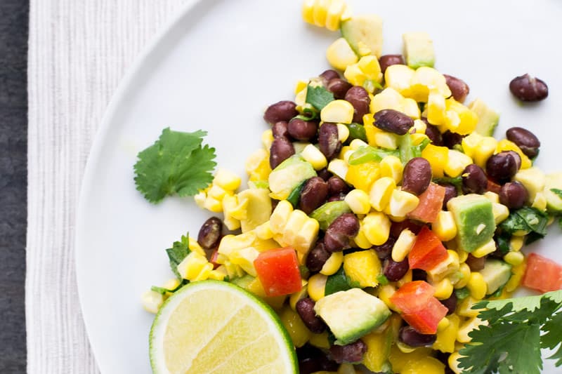 black bean and corn salad with avocado