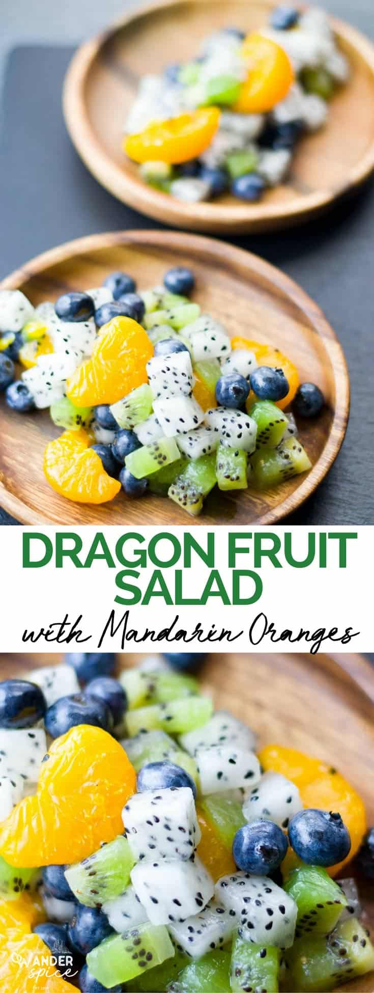 Dragon Fruit Salad Recipe with Mandarin Oranges and Kiwis. Easy and fast to make.