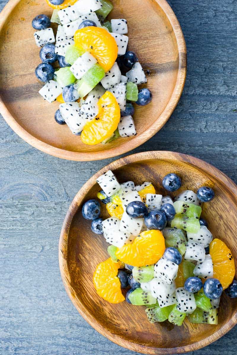 Dragon Fruit Salad with Blueberries and Tangerines