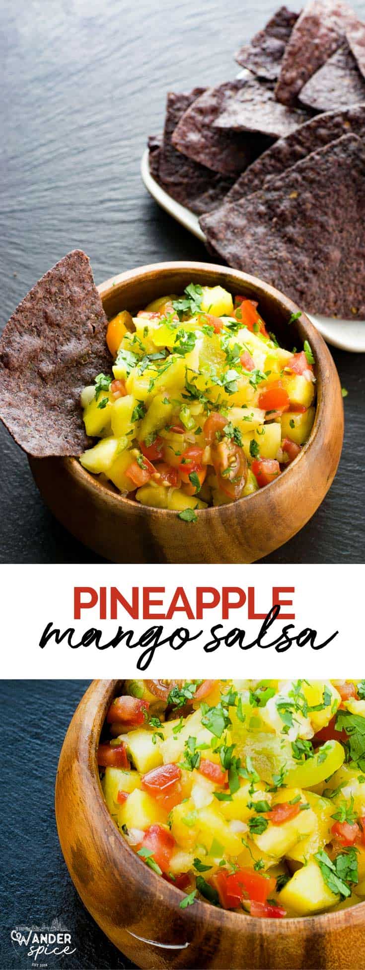 Pineapple Mango Salsa Recipe with tomatoes and chopped cilantro. Healthy and easy to make. Salsa | Pineapple | Mango | Recipe