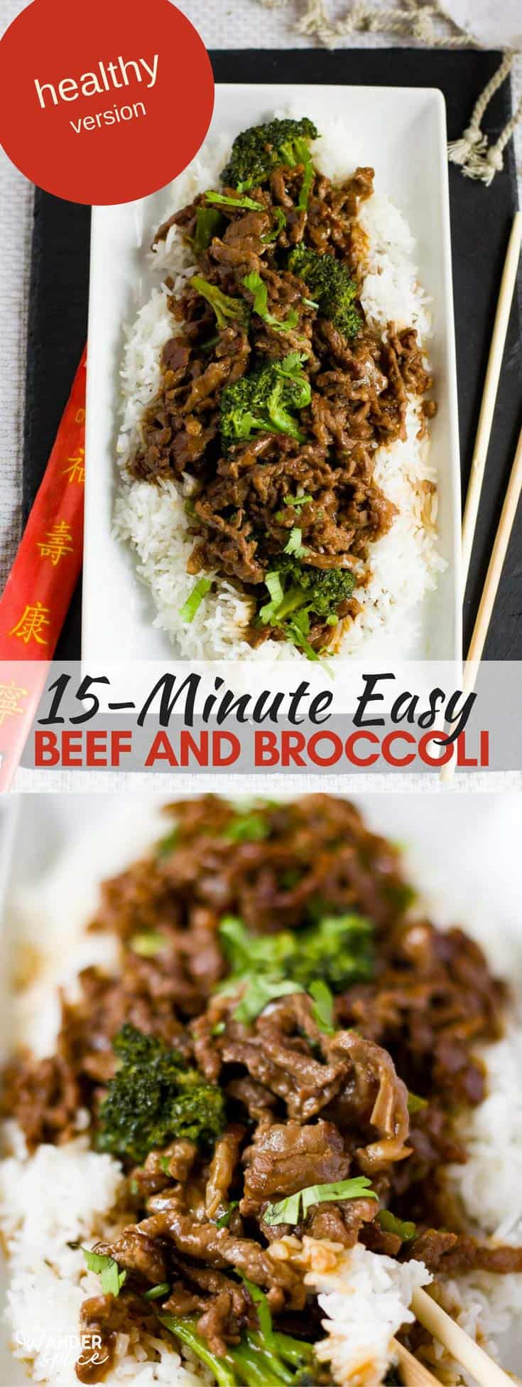 Easy and Healthy Beef and Broccoli on a bed of fluffy white rice. Simple Recipe