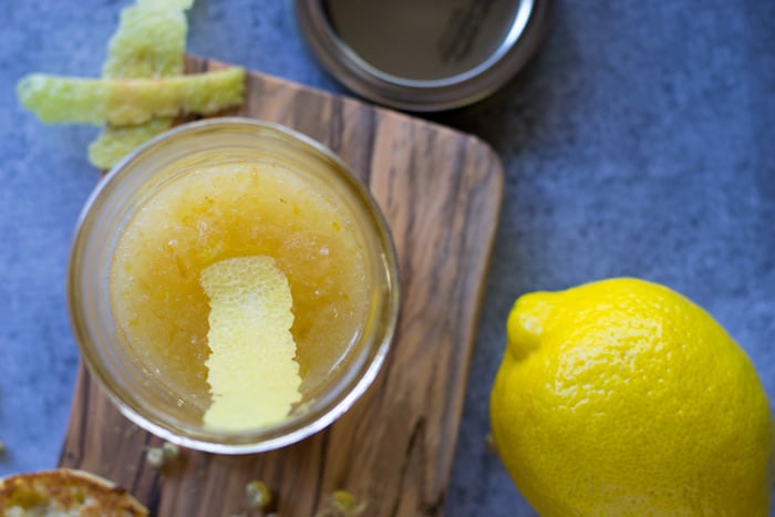Chamomile Lemon Jelly with lemon rinds