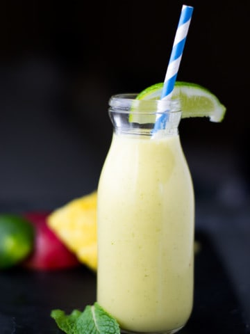 pineapple smoothie with straw