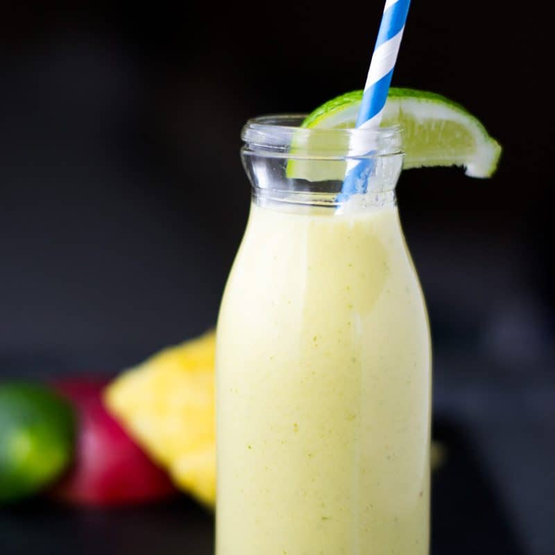 pineapple smoothie with straw