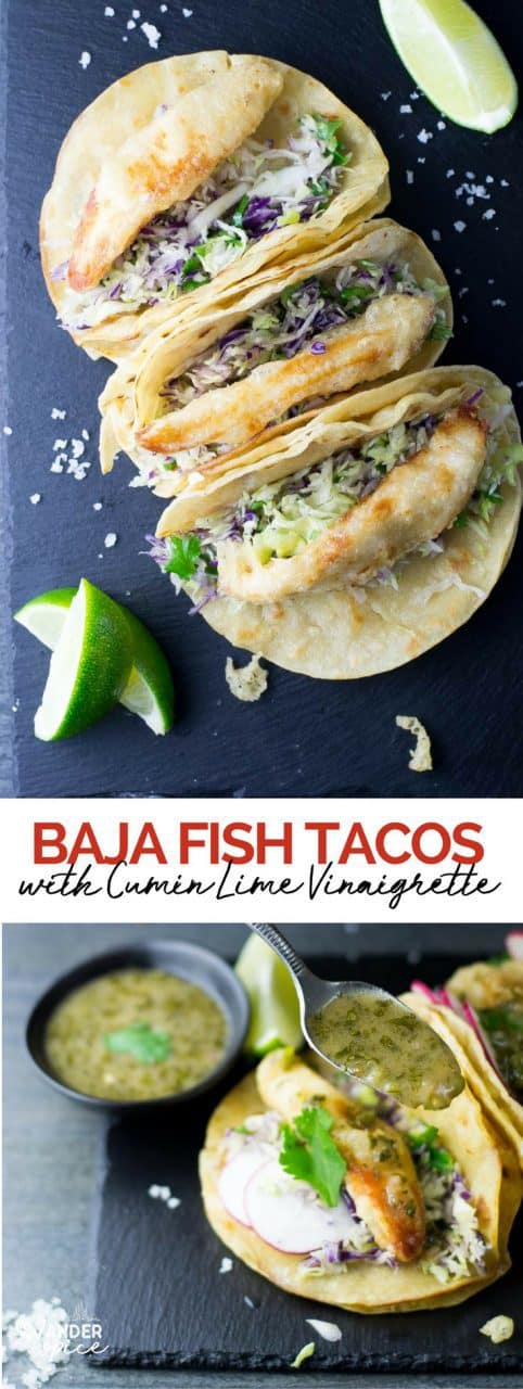 Baja Fish Tacos with Cumin Lime Vinaigrette