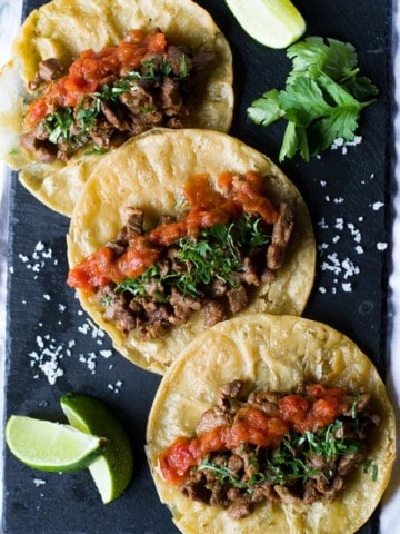 Three Mexican Steak Tacos