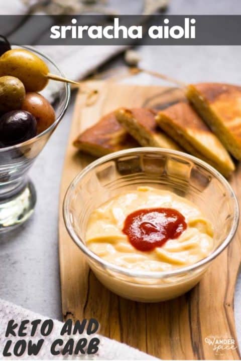 pinterest pin with picture of Aioli in small jar